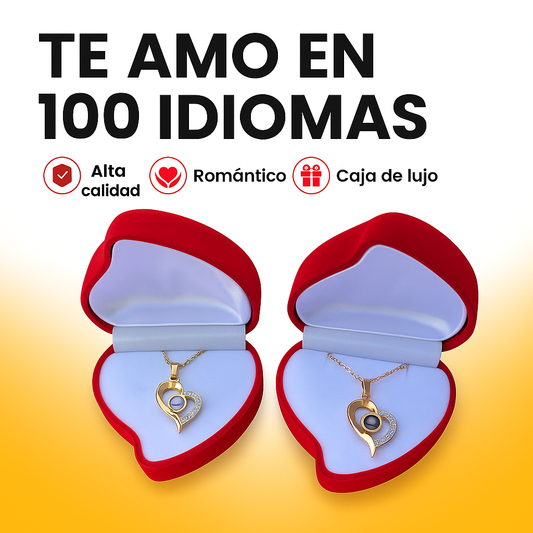 Collar te amo en 100 idiomas + caja de lujo